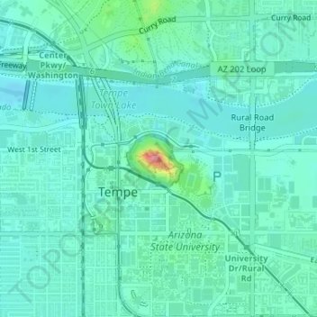Topografisk kart Hayden Butte, høyde, relieff