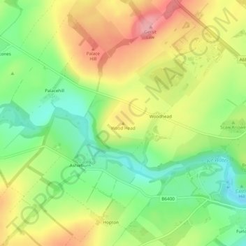 Topografisk kart Wood Head, høyde, relieff