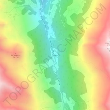 Topografisk kart Pralong, høyde, relieff