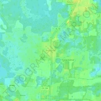 Topografisk kart Dona Vista, høyde, relieff