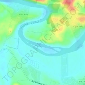 Topografisk kart Hanging Rock, høyde, relieff