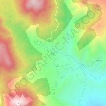 Topografisk kart Tatar, høyde, relieff