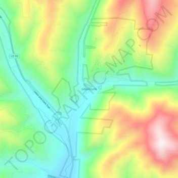 Topografisk kart Gibbonsville, høyde, relieff