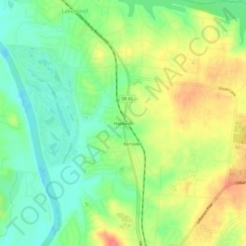 Topografisk kart Hopewell, høyde, relieff