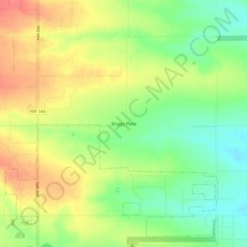 Topografisk kart Briggs Place, høyde, relieff