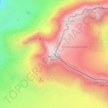 Topografisk kart Wildstrubel, høyde, relieff