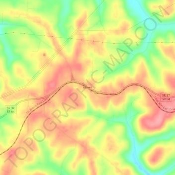 Topografisk kart Taswell, høyde, relieff