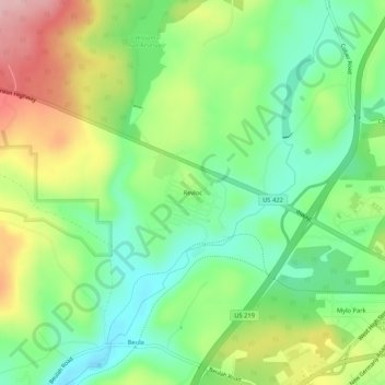Topografisk kart Revloc, høyde, relieff