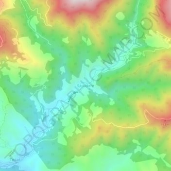 Topografisk kart Sapadere, høyde, relieff
