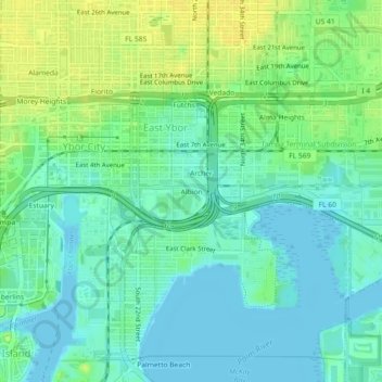 Topografisk kart Albion, høyde, relieff