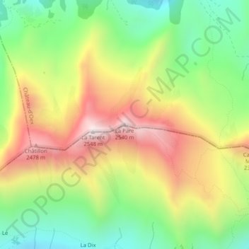 Topografisk kart La Pare, høyde, relieff