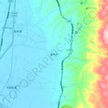 Topografisk kart Jinji, høyde, relieff