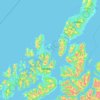 Topografisk kart Meløya, høyde, relieff