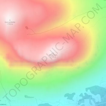 Topografisk kart Skogshorn, høyde, relieff