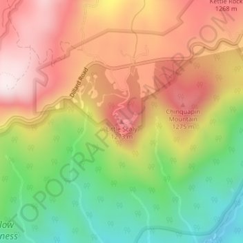 Topografisk kart Little Scaly, høyde, relieff