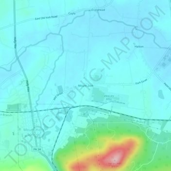 Topografisk kart Mount Zion, høyde, relieff