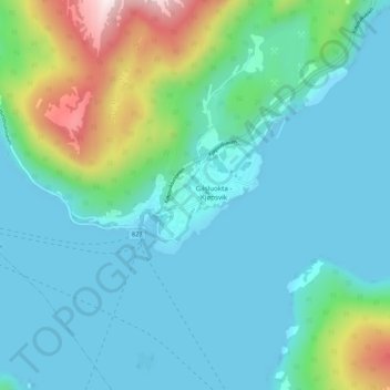 Topografisk kart Gásluokta - Kjøpsvik, høyde, relieff