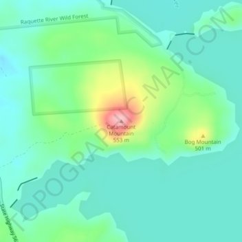 Topografisk kart Catamount Mountain, høyde, relieff