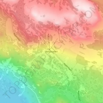 Topografisk kart Beitostølen, høyde, relieff