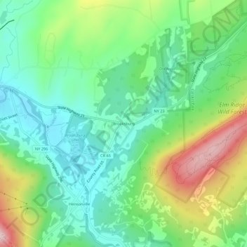 Topografisk kart Brooksburg, høyde, relieff