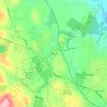 Topografisk kart Jefferson, høyde, relieff
