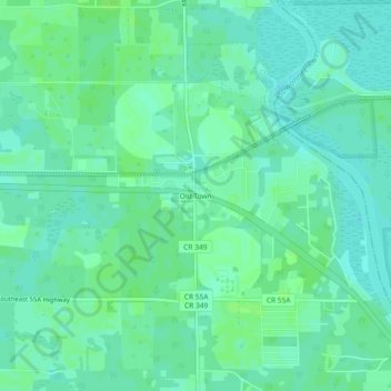 Topografisk kart Old Town, høyde, relieff