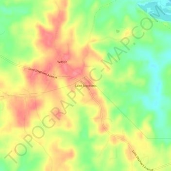 Topografisk kart Saint Stephens, høyde, relieff