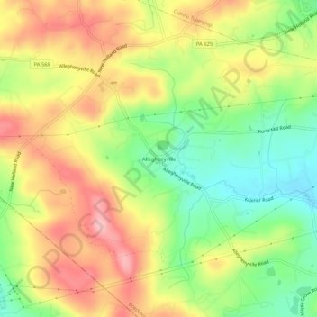 Topografisk kart Alleghenyville, høyde, relieff