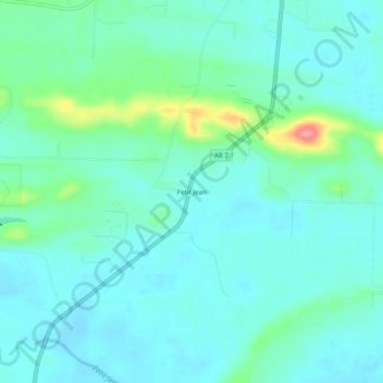 Topografisk kart Petit Jean, høyde, relieff