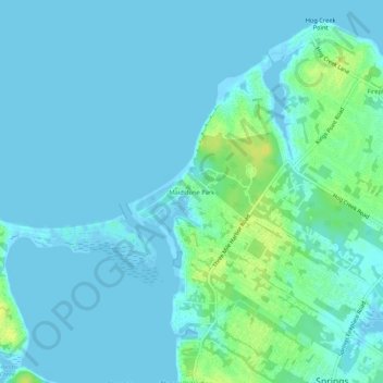 Topografisk kart Maidstone Park, høyde, relieff