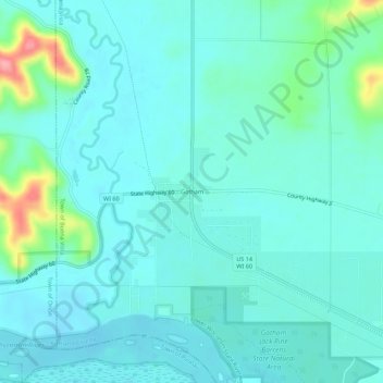 Topografisk kart Gotham, høyde, relieff
