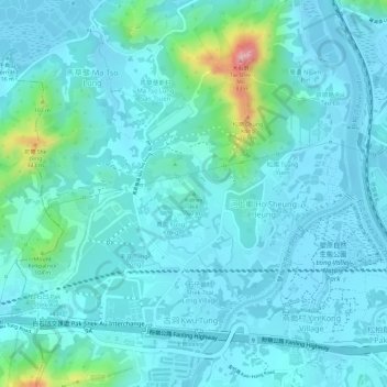 Topografisk kart Kidney Hill, høyde, relieff