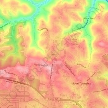 Topografisk kart Carnot, høyde, relieff