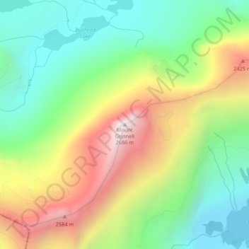 Topografisk kart Mount Grinnell, høyde, relieff