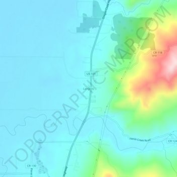 Topografisk kart Langlois, høyde, relieff