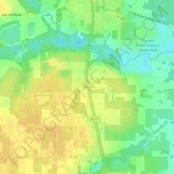 Topografisk kart Torrey, høyde, relieff