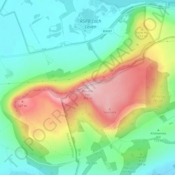 Topografisk kart Benarty Hill, høyde, relieff