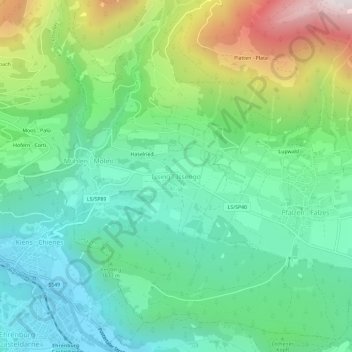 Topografisk kart Issing - Issengo, høyde, relieff