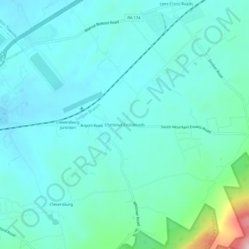 Topografisk kart Chestnut Crossroads, høyde, relieff