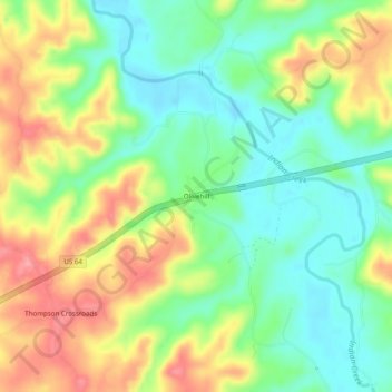 Topografisk kart Olivehill, høyde, relieff