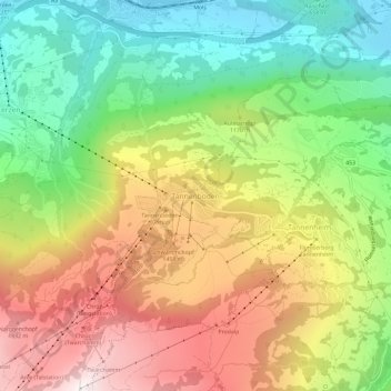 Topografisk kart Tannenboden, høyde, relieff