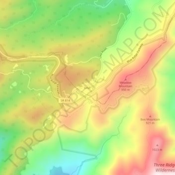 Topografisk kart Love, høyde, relieff