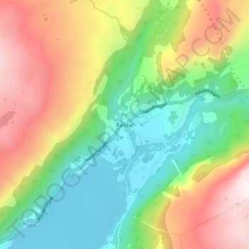 Topografisk kart Røldal, høyde, relieff