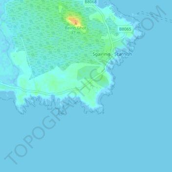 Topografisk kart Heanish, høyde, relieff