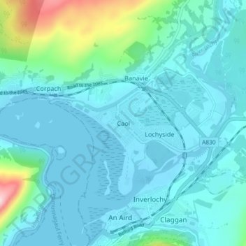 Topografisk kart Caol, høyde, relieff