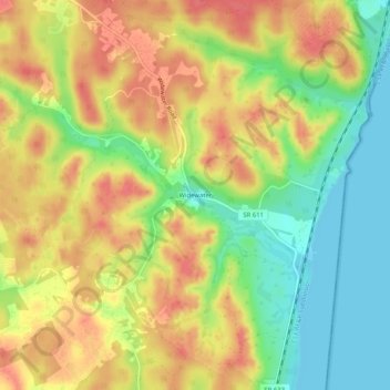 Topografisk kart Widewater, høyde, relieff