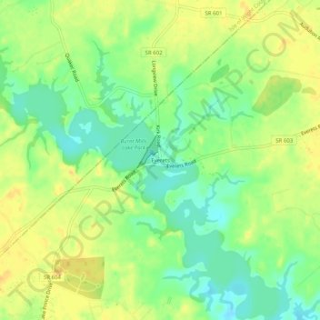 Topografisk kart Everets, høyde, relieff