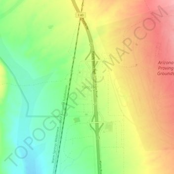 Topografisk kart Yucca, høyde, relieff