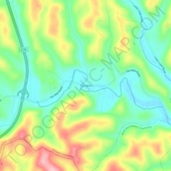Topografisk kart Ten Mile, høyde, relieff