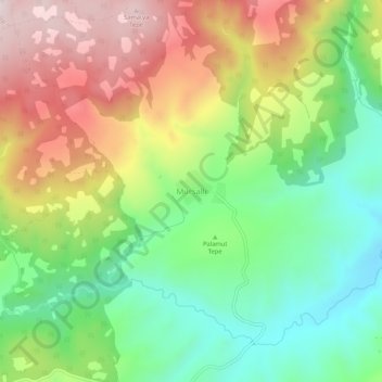 Topografisk kart Mursallı, høyde, relieff